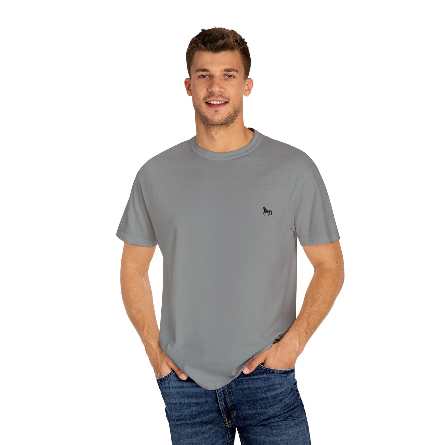 Unisex Garment-Dyed T-shirt featuring a cute horse design, Casual Tee, Animal Lover Gift, Summer Wardrobe Essential, Everyday Fashion, [...]